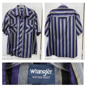 Vintage Wrangler Western wear pearl snap button down short sleeve shirt men's xl